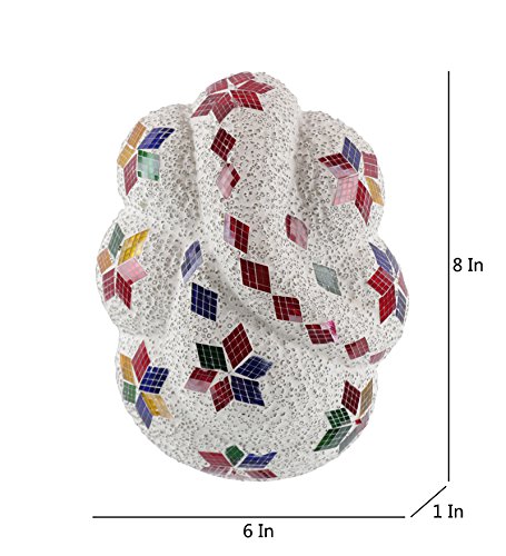 Image of Ganesha Wall Mounted Lamp - White Base with Multicolour Jewel Mosaic, Metal & Glass | Perfect for Home, Hall, Living Room, Bedroom, Hotel, Office Decoration | Decorative Light Lamp