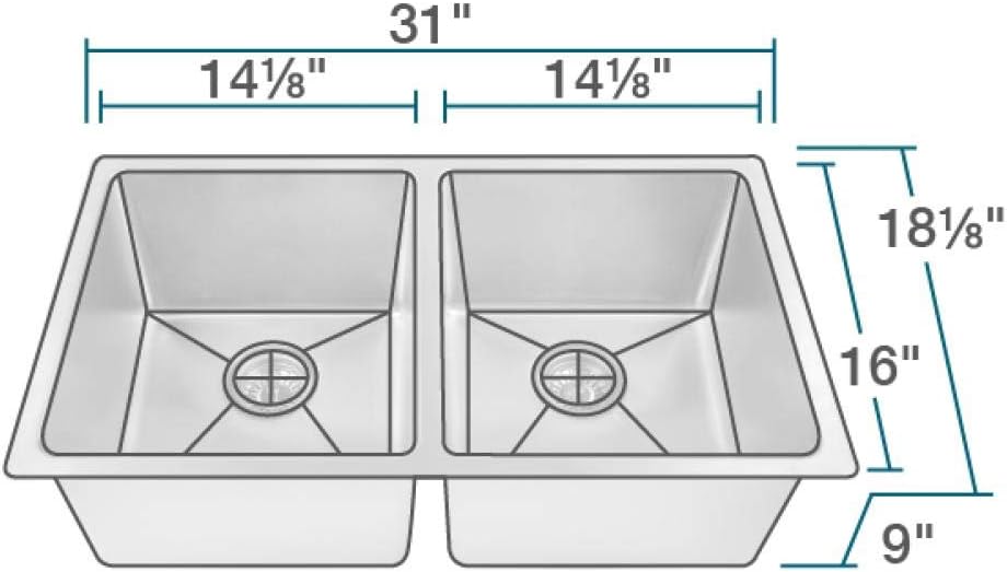 Bеѕt Dеаl 🛒 MR Direct 3109D-18-ENS Stainless Steel 3109D Double Bowl Sink, Grid, Basket and Standard Strainer Chеареѕt 🛒 MR Direct 3109D-18-ENS Stainless Steel 3109D Double Bowl Sink, Grid, Basket and Standard Strainer