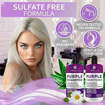 Purple Shampoo and Conditioner Set for Platinum Blonde, Silver, Light, Bleached and Grey Hair - Sulfate and Paraben Free Professional Salon Grade Toner (2 x 16 fl oz) for Women and Men