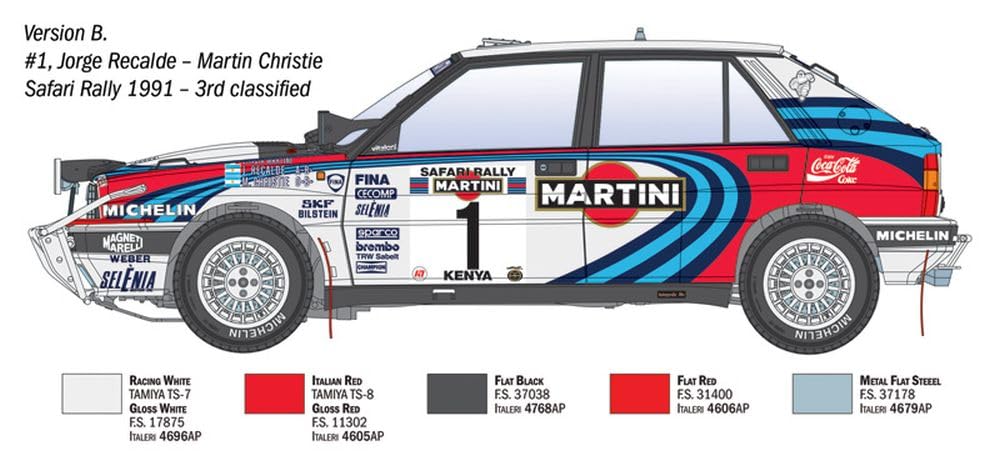 Italeri 4720 Lancia Delta Integrale Safari 16v, scala 1:12, Plastic Model Kit/Modello in plastica da montare