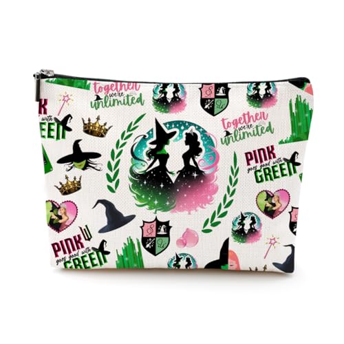 LONGXIN Witch Merch Makeup Bag Cosmetic Bag Gifts for Elphaba And Glinda Fans Movie Lovers Witch Merchandise