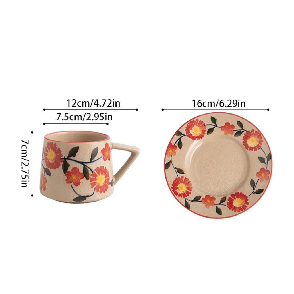 Prosty ceramiczny kubek do kawy, kreatywny zestaw, kubek na mleko, kubek biurowy, popołudniowa herbata, kamionkowy kubek do kawy, spodek na kubek do kawy (A)