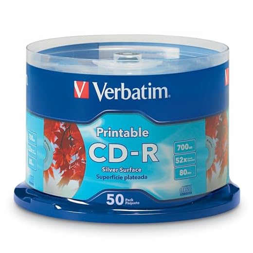 Verbatim CD-R Blank Discs 700MB 80 Minutes 52X Silver Inkjet Printable Surface - 50pk Spindle