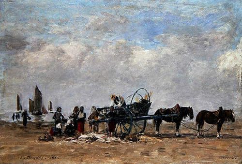 Toile la charrette à poissons Berck Eugène Boudin pour Habiller un Mur Vide Salon 60x90cm