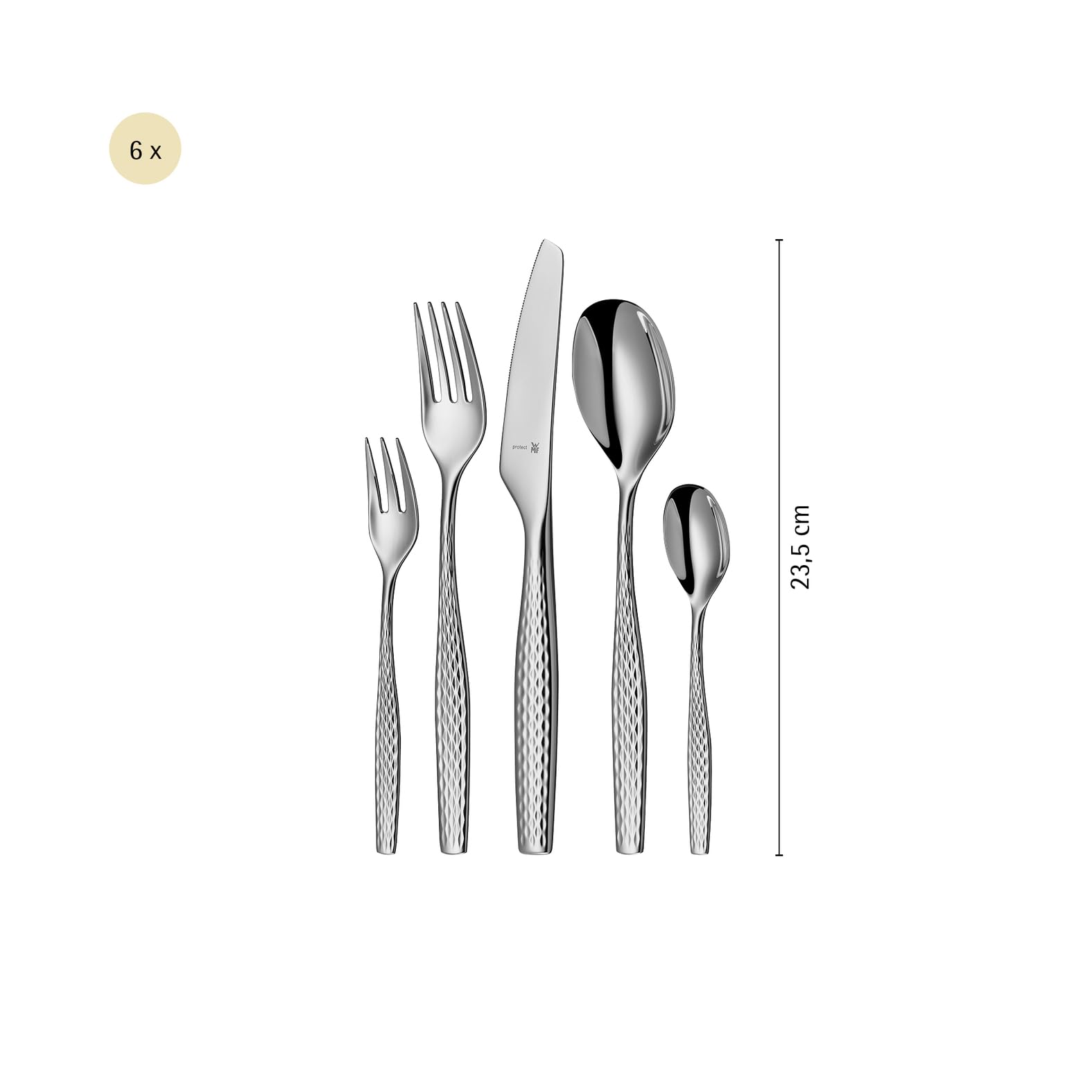 WMF Sentic Besteck-Set, 30-teilig für 6 Personen, ergonomisch, Cromargan protect®, spülmaschinenfest, geschmiedete Menuemesser, Besteckkasten 1270916340