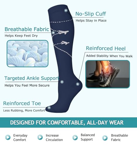 Image of 8 Pairs Compression Socks for Women & Men,Support Compression Stockings for Medical Running Athletic