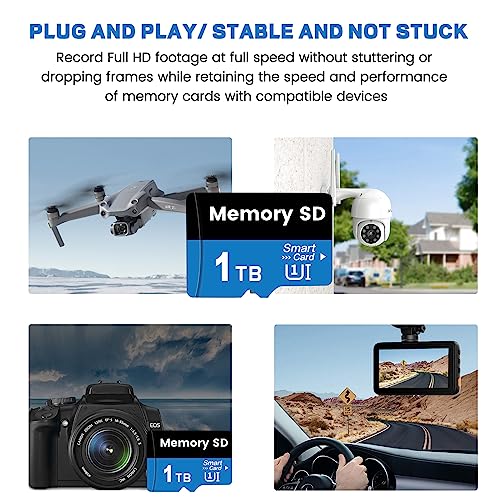 passdise SD Card 1TB High Speed Memory Card Waterproof Mini TF Card 1024GB Storage Card Large Capacity SD Cards for Smartphone, Camera, Dash Cam, Monitor and Drone