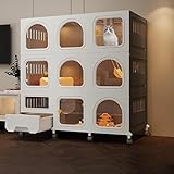 LKPMGOA Cat Cages Indoor with Litter Box, Cat Villa DIY Cat Enclosures Playpen Metal, Door with Lock, PP Board can be Washed with Water (Size : 105x46x110cm)