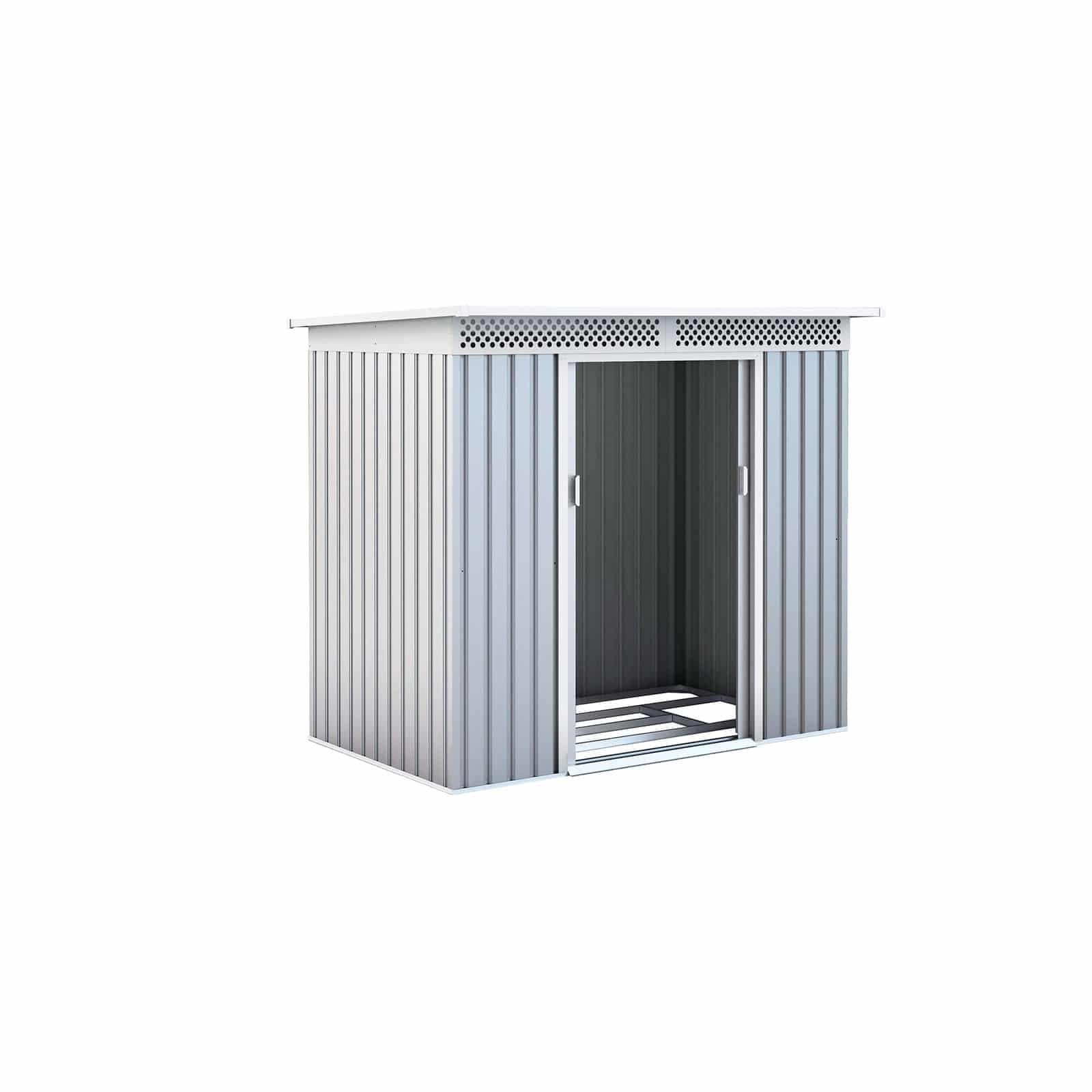 GARDIUN KIS12134 - Caseta Metálica Kingston 3 m² Exterior 142x213x184 cm Acero Galvanizado Silver/Blanco