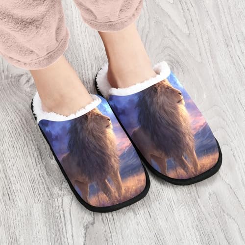 Purple Lion Clouds Slippers For Women Men Soft Memory Foam Non-Slip Animal Winter Indoor House Shoes Travel Slipper4