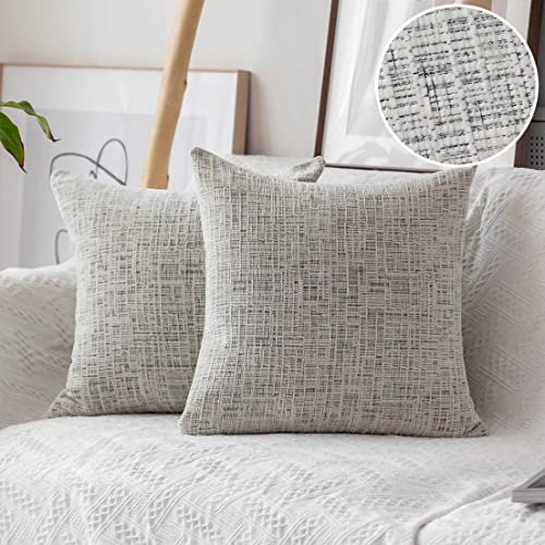 Home Brilliant 60 x 60 Cushion Covers for Sofa Soft Thick White Mix Black Cushion Covers for Dining Room Living Room Chenille Cushions for Bed Set of 2