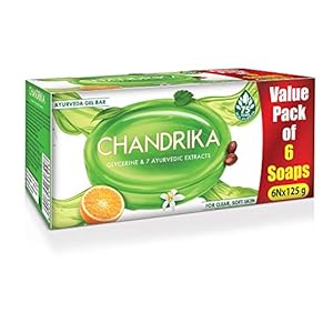 Chandrika Glycerine Ayurveda gel bar for clear soft skin 125g (Pack of 6)