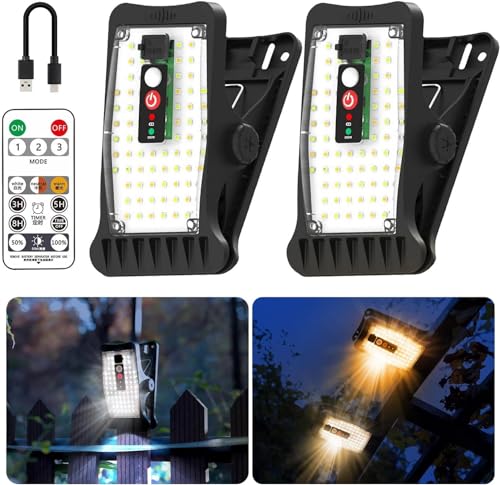 CHAMCHOI ソーラーライト 屋外 センサーライト 屋外 人感 防水 ソーラー クリップ式 70LED 3つ知能モード 3色切替 調光機能 タイマー機能 USB充電可 人感センサー ソーラー 日本語取説 ガーデン/壁掛け/庭先/表玄関/駐車場 地震 津波 台風 防災対応 (2個セット)