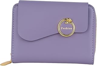 Small Leather Bifold Wallet for Women Fashion Compact Slim Credit Card Holder with Zipper Coin Pocket, Mini Clutch Purse for Girls (Pale Purple) - 64% OFF Deal at ₹358 on Amazon | Valzo