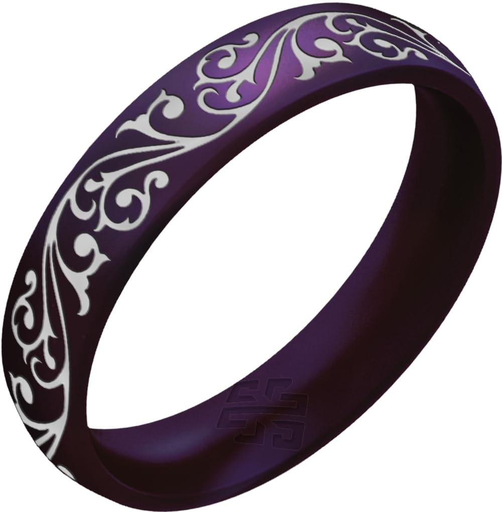 Knot Theory Filigree Silicone Ring for Women - Baby Blue, Cosmic Purple, Dark Silver, Lavender, Pink, Rose Gold, White Breathable Comfort Fit 6mm