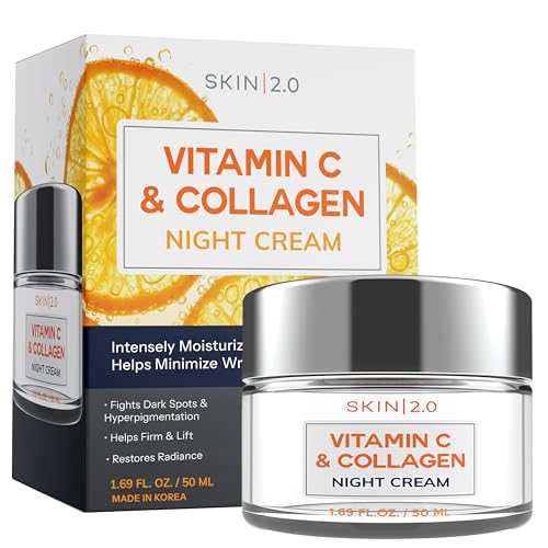 Skin 2.0 Vitamin C & Collagen Face Moisturizer – Hydrating Anti Aging Night Cream For Uneven & Dry...