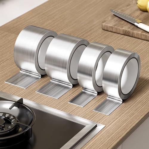 Image of YIZHI Aluminum Foil Tape，Oil-Proof Decorative Sealing Tape，Caulk Strip，1.77inch x 32.8Ft Self Adhesive Waterproof Repair Duct Tape for Bathtub Bathroom Kitchen Sink Basin Edge and Wall Sealing