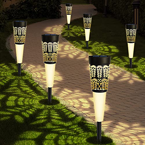 Upgraded Solar Pathway Lights Outdoor, OTHWAY 6 Pack Solar Powered Garden Lights Bright Landscape Decorative Baseball Shaped Garden Stakes for Yard Patio Walkway Driveway Path Lights with Warm Light
