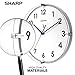 Sharp Atomic Analog Wall Clock – 10.5” Suspended Glass Face Atomic Clock - Sets Automatically - Easy to Read – Updates Automatically to Time Zone and for Daylight Savings
