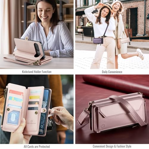 Strapurs for Google Pixel 10/10 Pro - Zipper Strap Wallet Case, Rose Gold by Strapurs - Used condition - Image 5