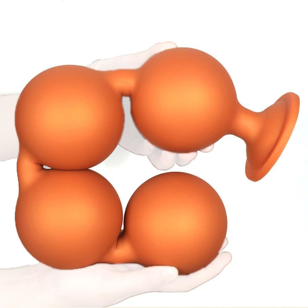 Perle Anali in Silicone Dorato XXL - Enorme Dildo Anale con Catena Anale - Dildo Anale per Donne E Uomini - Plug Anale con Ventosa - Giocattolo Sessuale Dilatatore Anale, One Color, L: 38 * 6cm