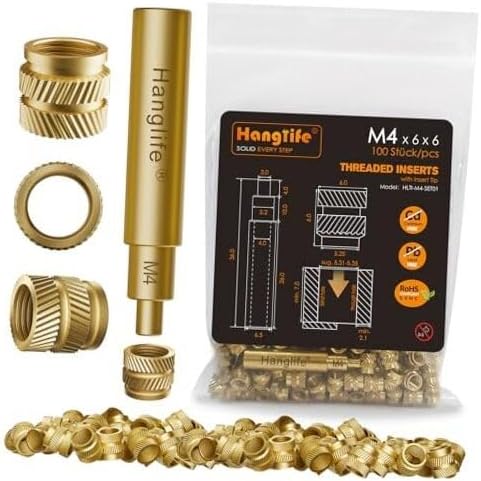 M4 Heat-Set Threaded Inserts with Insert Tip, Heat Set M4 x D6 x L6(100pcs)