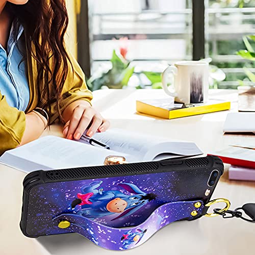 Cuwana Cartoon Case For Iphone 7 Plus Case, Iphone 8 Plus Case 5.5 Inch Cute Eeyore Donkey Cartoon Character Design With Lanyard Wrist Strap Band Holder Shockproof Protection Bumper Kickstand Cover #TOP3