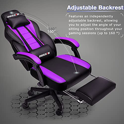 Lemberi Gaming Chairs For Adults,Ergonomic Video Game Chairs With Footrest,Big And Tall Gaming Chair 400Lb Weight Capacity, Racing Style Gaming Computer Gamer Chair With Headrest And Lumbar Support #TOP2