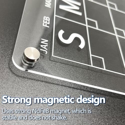 Pacote com 3 calendário magnético acrílico para geladeira, quadro magnético apagável a seco para gel