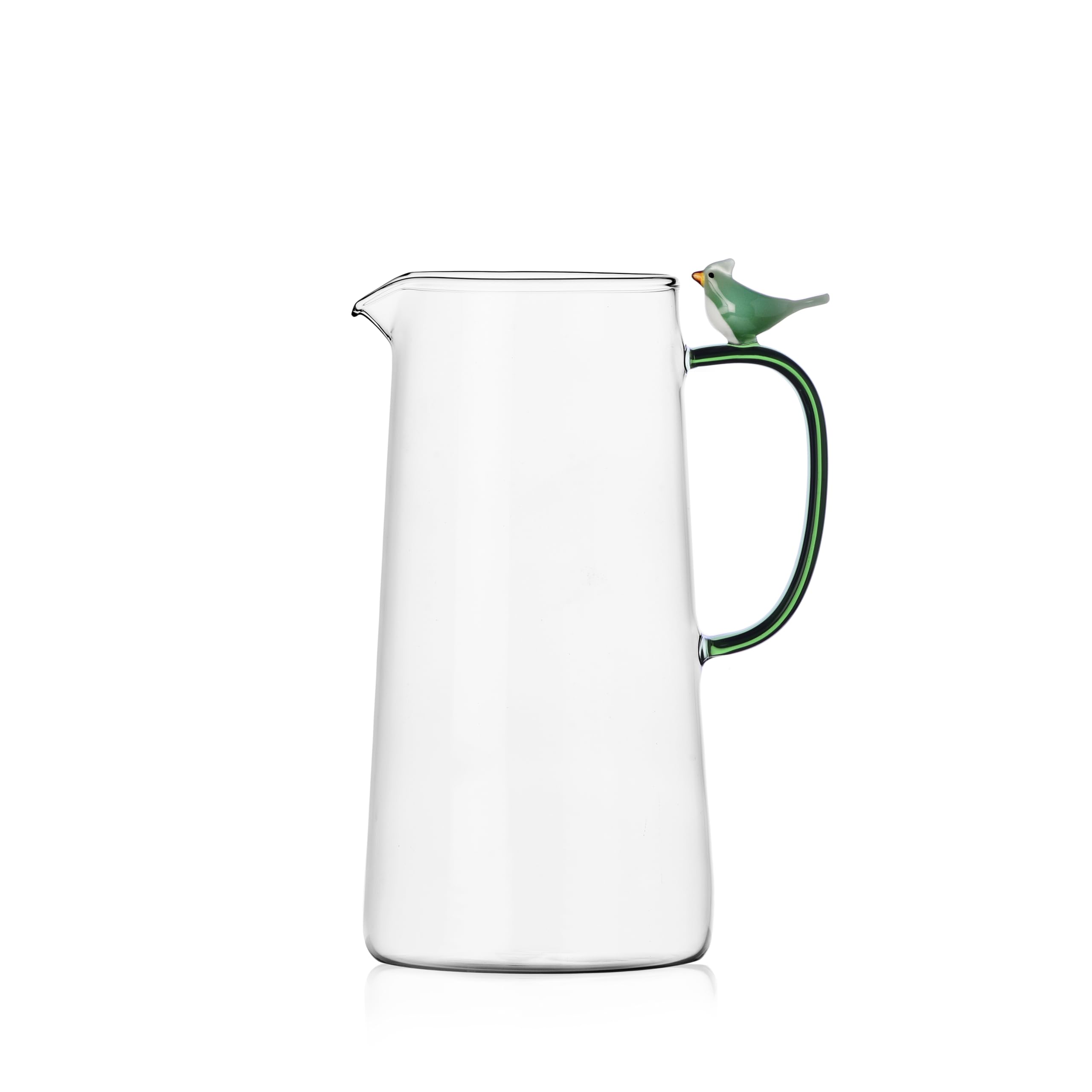 Ichendorf Milano Green Bird Jug Birds Collection, 150 Cl, Borosilicate Glass, Handmade