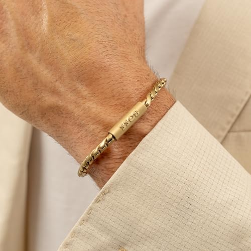 BOSS Jewelry Gliederarmband für Herren Kollektion DORAN aus Gelbgold mit einer Gravierten Plakette - 1580696 – Ansicht 4