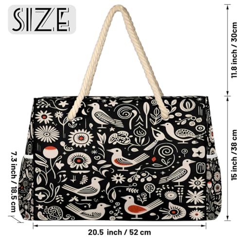 Tote Beach Bag for Women Large Zipper Beach Bags Waterproof Sandproof Cute Owls Gym Swim Pool Travel Bag2