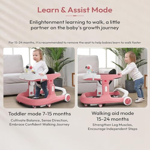 Image of StarAndDaisy Baby Walkers 6-24 Month Boy & Girl /Walker for Baby /Kids 1 Years with Multi Adjustable Height /Multi-Functionne Baby Walker with Music, Toy Tray & Anti-Rollover (Pink)