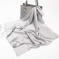 Vista 16 de Conjunto de bufanda de poliéster de gasa cuadrada de satén suave y grande para mujer, cuello de cabeza, multiuso, colores sólidos disponibles Azul