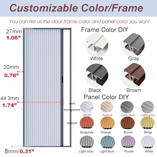 Porte accordéon coulissante personnalisable – Porte intérieure pliante rétractable avec rideaux 100 % occultants, kit d'installation facile pour chambre à coucher, placard, séparateur de pièce (188 x