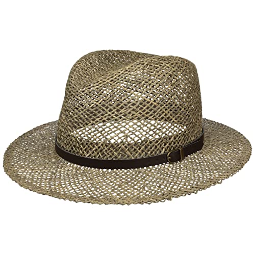Chapeau de paille Lipodo style farmer avec bande en cuir véritable authentique