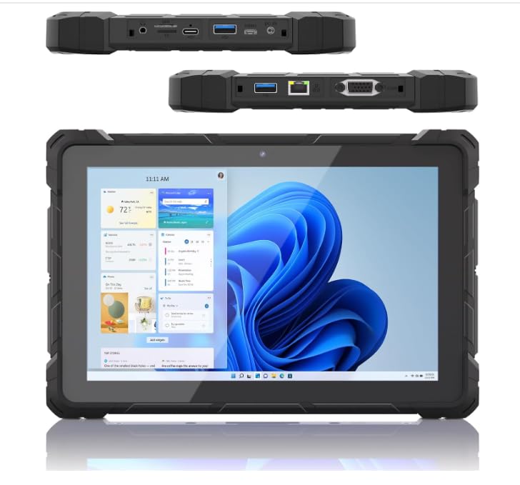 Image of 10.1 inch Rugged Tablet, Sunlight Readable Tablet PC, Celeron N4120 8GB RAM+128GB eMMC, IP67 Waterproof 16000mAh Large Battery Work PC with Wi-Fi 5.0 BT 4.2 for Enterprise Field Work
