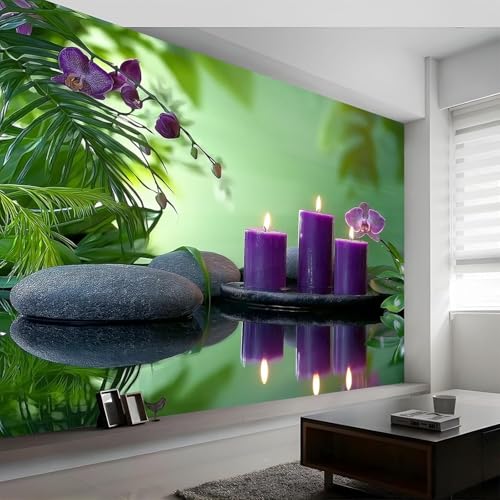 Buohwiwe Papier Peint Panoramique Thème Zen Mural 150x105 cm 3D Papier Peint Intisse Bouddhisme Zen Fresque Murale Chambre Coucher Salon Décoration Photo...