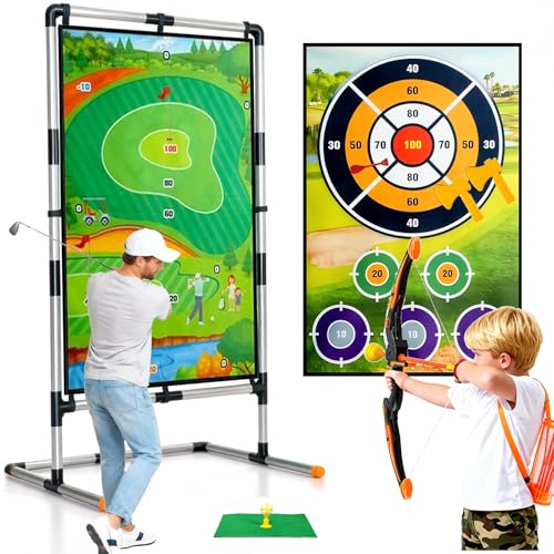 Hiregolish Golf Chipping Game Set with Stand,5-in-1 Portable Backyard Double-Sided