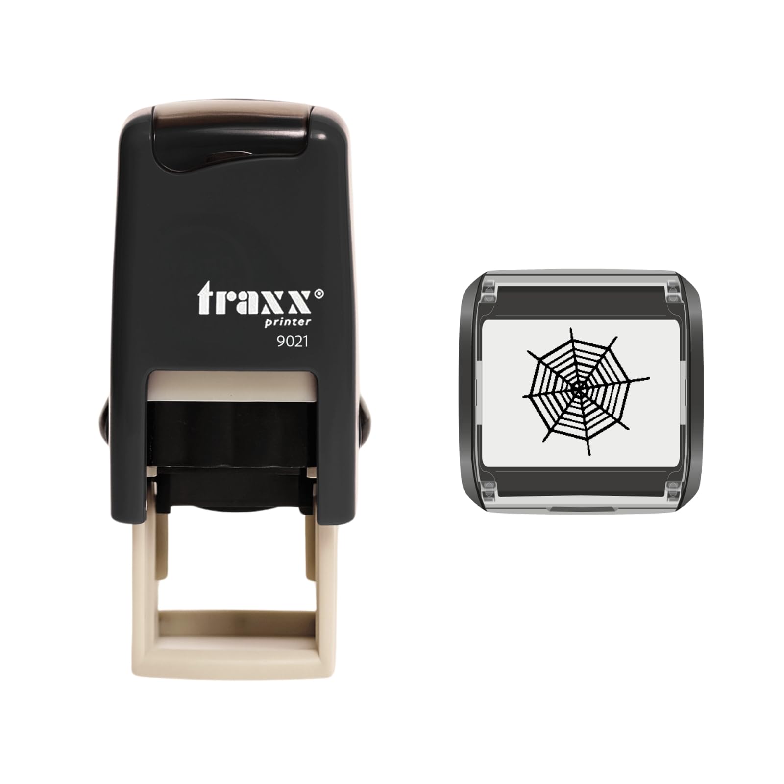 Traxx 9021 Loyalty Card Self Inking Rubber Stamp Business Spider Stamp *A Black Spider Web Design*