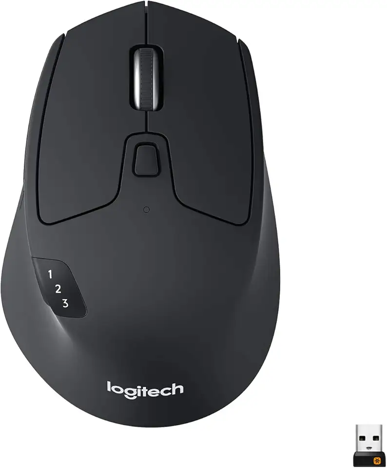 Mouse sem fio Logitech M720 Triathlon com Conexão USB Unifying ou Bluetooth com Easy-Switch para até 3 Dispositivos, 1000 DPI, 6 Botões Programáveis e Pilha Inclusa
