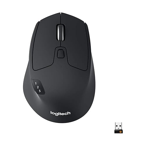 Logitech M720 Triathlon Multi-Device Wireless Mouse, Bluetooth, USB Unifying Receiver, 1000 DPI, 6 Programmable Buttons, 2-Year Battery, Compatible with Laptop, PC, Mac, iPadOS - Black - M720