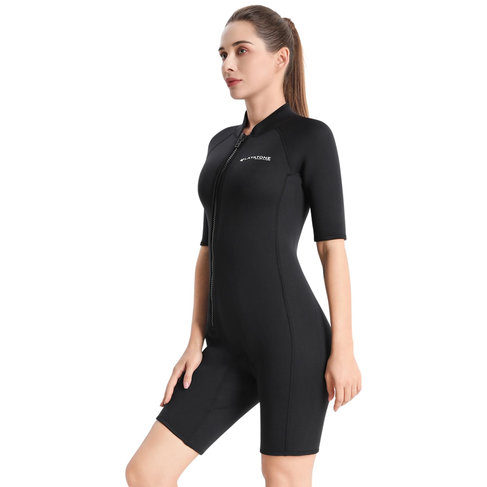 LayaToneWomens 3mm Shorty Neoprene Wetsuit, Mens Full Body Front Zipper Wet Suits for Diving,Snorkeling Surfing Swimming