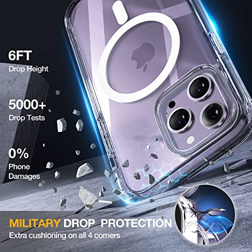 Image of Miracase Magnetic for iPhone 14 Pro Max Case 6.7 inch, (Compatible with MagSafe) Upgrade Full-Body Clear Phone Bumper Case with Built-in 9H Tempered Glass Screen Protector, Magnetic Clear
