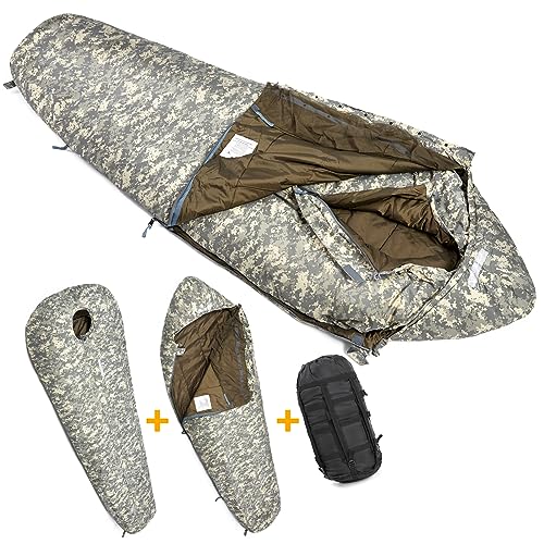 Image of MT Military Army Force Defence 4 & Tropen Patrol Mummy Sleeping Bags with Bivy Cover Compression Sack, Modular Sleeping System 2.0 for Cold Weather,