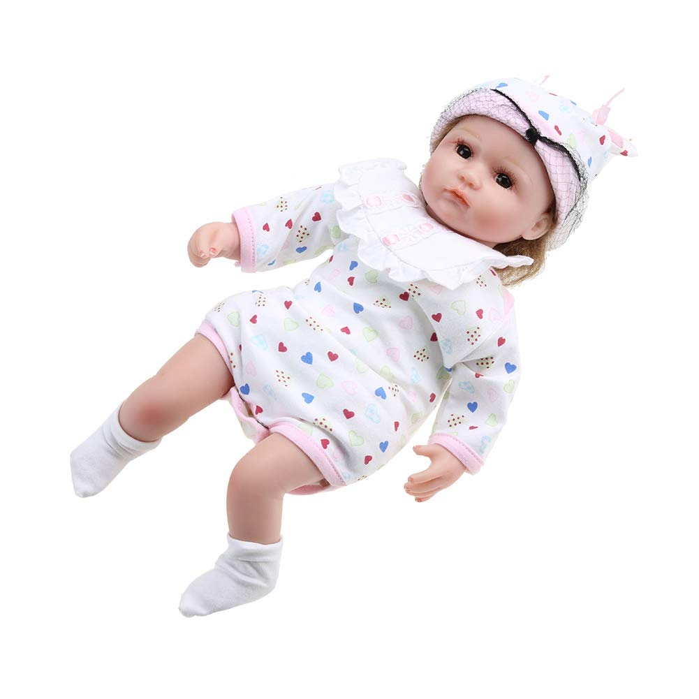 Silicone Dolls, Lifelike Silicone Full Body Baby, Delicate Workmanship Water Washable Cute Print Clothes With Clothes Bath Toys for Kids Gifts Kids Toy
