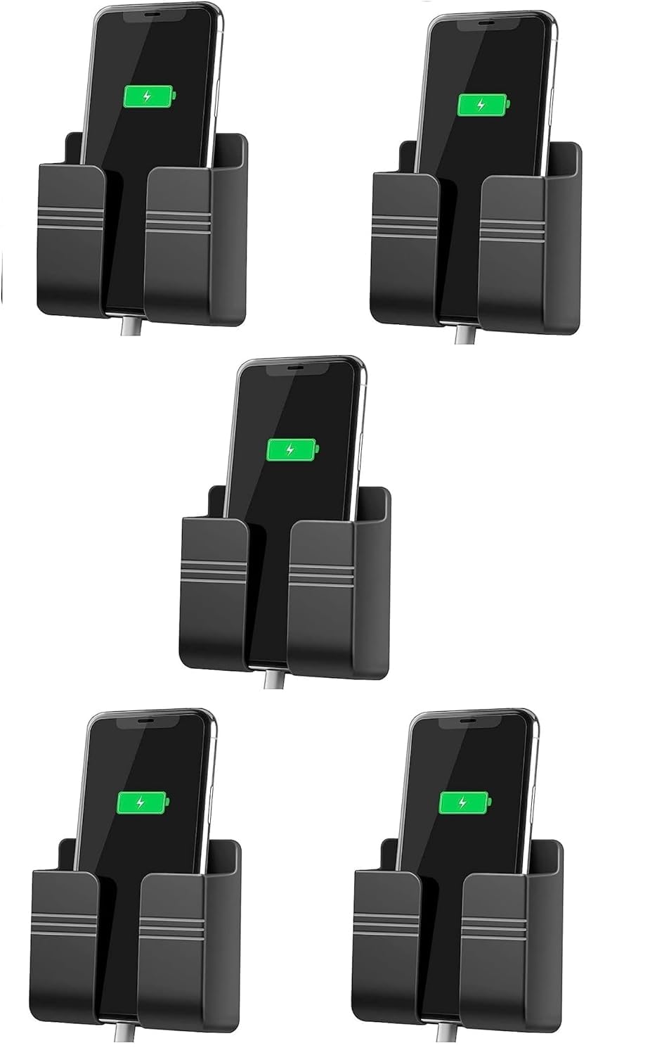 WALLVIEW TECH Wall Mounted Mobile Holder Storage Case for Remote Wall Mounted Mobile Stand/Multi Purpose Stand with Hole for Phone Charging - Pack of 5 (Black)-picture-14