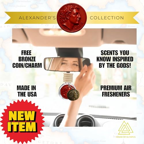 Image of Greed Luxury Car Air Freshener for Men - Inspired by Avintus, Long-Lasting 100% Natural Essential Oils, Made in USA - Includes Bronze Alexander Coin Charm by House Of Olympus