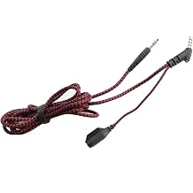SharePlay Red Slider Audio Cable Compatible with V-Moda Crossfade 2/3 / Crossfade LP LP2 / M-100 M-80 V-80 XS Headset,3.5mm to 3.5mm Plug Braided Nylon 6 ft / 1.9 m