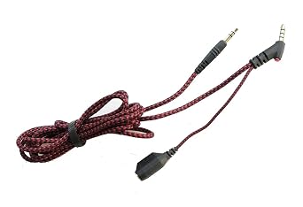 SharePlay Red Slider Audio Cable Compatible with V-Moda Crossfade 2/3 / Crossfade LP LP2 / M-100 M-80 V-80 XS Headset,3.5mm to 3.5mm Plug Braided Nylon 6 ft / 1.9 m